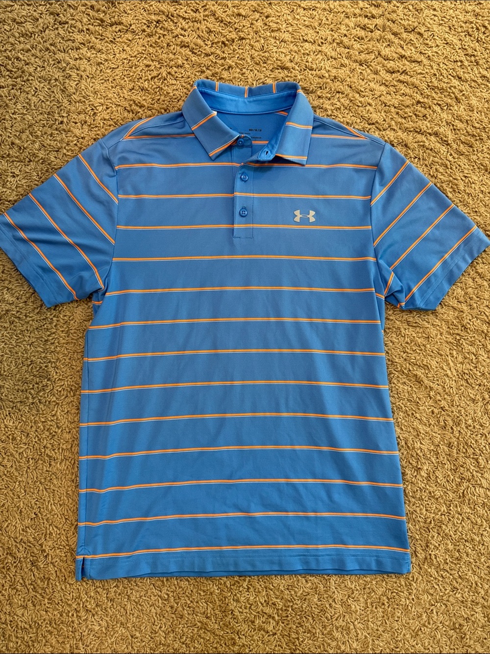 Under Armour Light Blue Polo with Orange Stripes